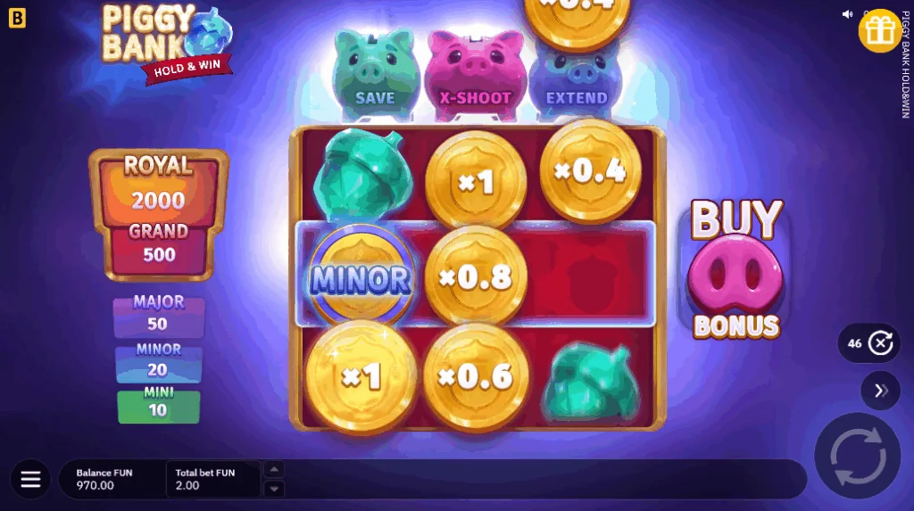 Piggy Bank Hold & Win slot features and rtp