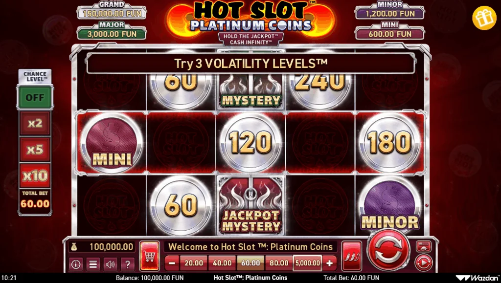 Hot Slot: Platinum Coins Burning Board demo gameplay