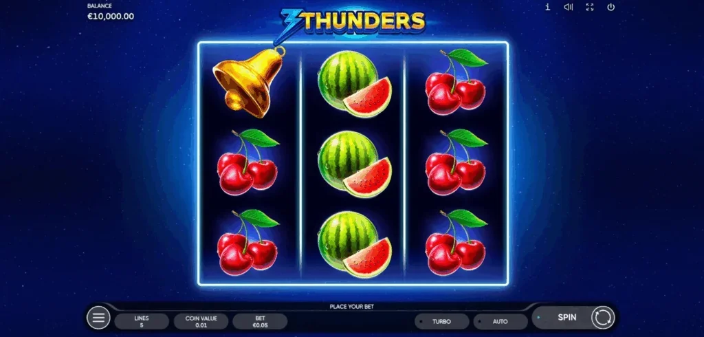 3 Thunders slot game screenshot