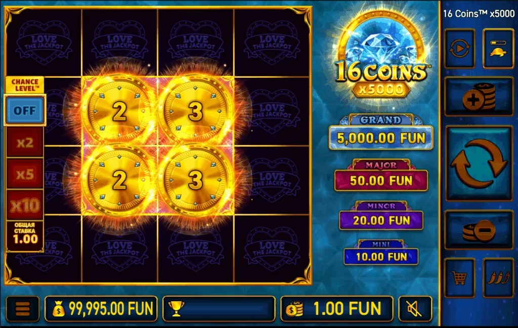16 Coins x5000 Love the Jackpot demo gameplay how to play